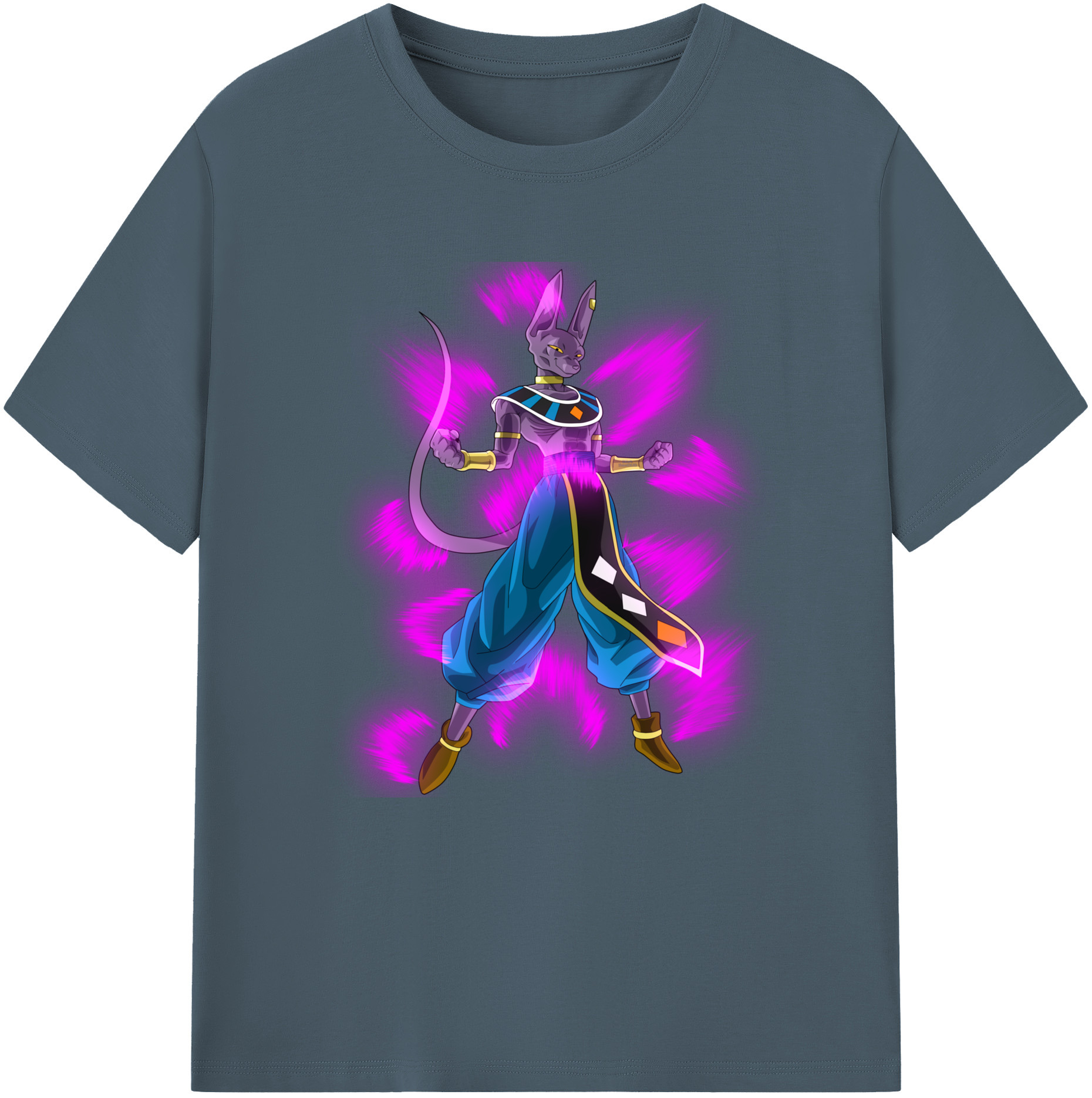 （画像用） ドラゴンボール ビルス 破壊神ビルス DRAGON BALL Beerus Birusu 綿100％半袖Tシャツ（フロントプリント）